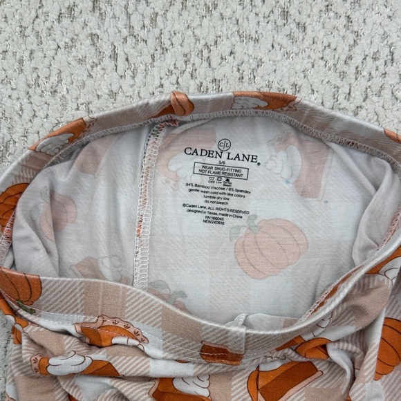 Bamboo Caden Lane Orange and White Kids Pajama Set - Picture 4 of 4